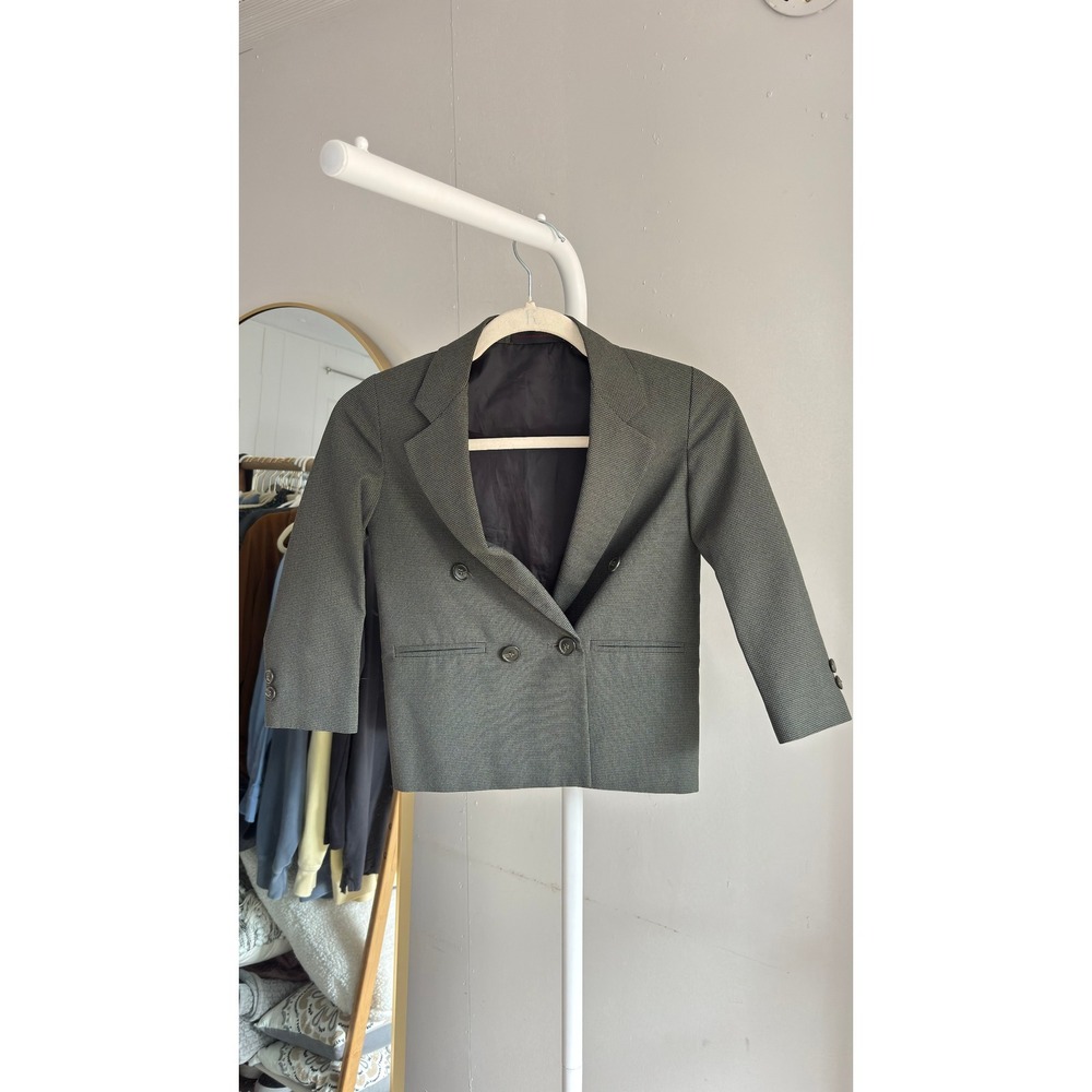 Kids Gray Houndstooth Double Breasted Blazer Jacket